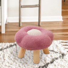 Kleiner Holz Fußhocker Blumenmuster rutschfeste Fußstütze Sofa Ottomane