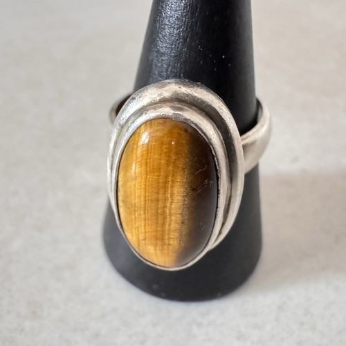 Vintage tigerauge ring 925 - vintage,