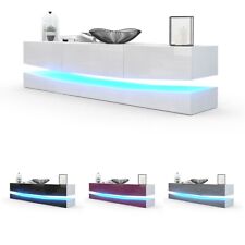 TV Lowboard Board Schrank Tisch Möbel City Weiß - Hochglanz & Naturtöne