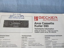 BECKER AVUS CASSETTE 690 SERVICE MANUAL AUTORADIO REPARATURANLEITUNG SCHALTPLAN