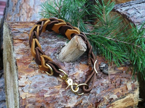 Zweifarbiges fettlederhalsband - zweifarbiges,