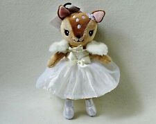 H&M Reh Rehkitz Bambi Satin Kleid Tüll Stola 25 cm Stofftier Plüschtier (T187)