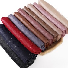 Frauen Strass Hijab Schal Schimmer Falten Satin Kopftuch Schale Kopfhüllen Scarf