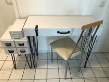 toller Schreibtisch mit Staufach, Schubfachschrank, Karteikasten, Vintagestil