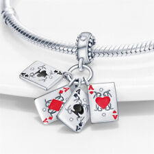 Asse Spielkarten Poker Casino Liebe Charm Mama echt Sterling Silber 925
