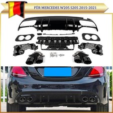 C43Style Endrohr für Mercedes W205 S205 Heckdiffusor Diffusor Stoßstange Schwarz