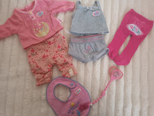 Baby Born Outfit Schlafanzug Garnitur Strumpfhose Lätzchen Schnuller  #WIE NEU#