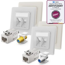 Cat6a Netzwerkdose Keystone Jack Modul Cat.6a RJ45 LAN+TV SAT F-Antenne Cat 6 6a