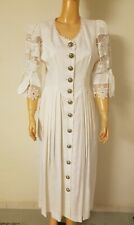 Neu Rosen - Dirndl AUS BAYERN Dirndl Kleid Hochzeitskleid weiß Kurzgröße 18 - 36