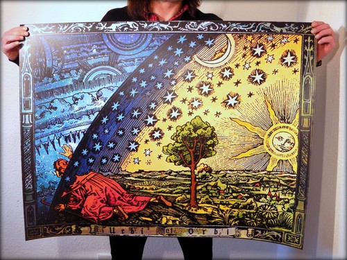 Flache erde flammarion - erde, gravur