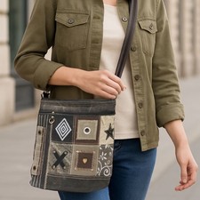 Sunsa Damen Umhängetasche. Canvas Crossover Tasche. Schultertasche Patchwork