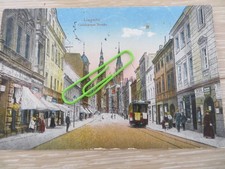 AK color Liegnitz Schlesien 1924 Goldberger Straße Straßenbahn Geschäfte
