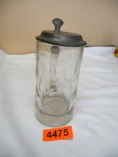 4475.        Alter Bierkrug   Glas Bierkrug Deko Glaskrug mit Zinndeckel 0,5 L