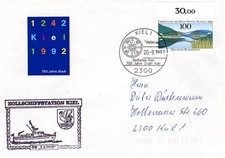 Schiffspost Zollboot Laboe Zollschiffstation Kiel Sonderst. 750 Jahre Stadt Kiel