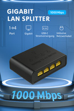 4 Port LAN Splitter 1 auf 4 Gigabit Ethernet Netzwerk Verteiler Switch