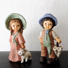 Goebel Nina & Marco - Figurenset  Mädchen und Junge mit Hut - signiert Limpke