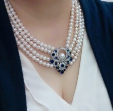 majestätisch, Collier 4 reihig echte Süßwasserperlen