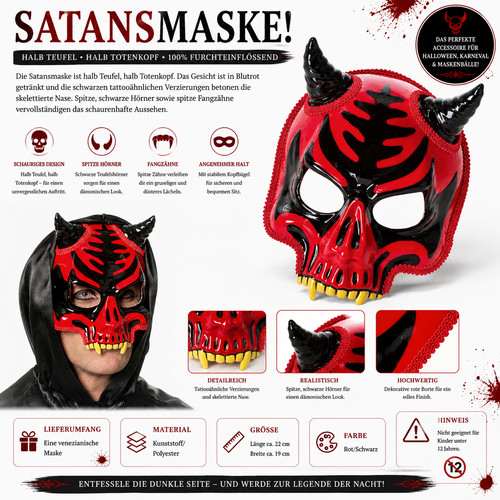 Teufelsmaske halbmaske dämon - halbmaske,