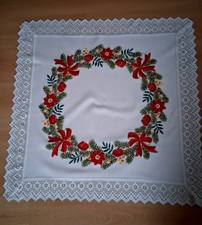 dekorative Weihnachtstischdecke Leinenoptik bestickt , ca. 1 x 1m