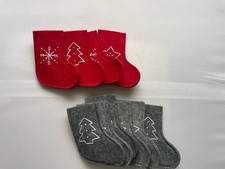 ? Bestecktaschen Weihnachten 6x grau + 4x rot Stiefel Besteck