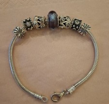 Pandora Armband Charm Silber mit 5 Charms + 2 Clips