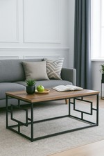 Couchtisch 100x60 cm Eiche Dekor Metallgestell modern rustikal Wohnzimmertisch