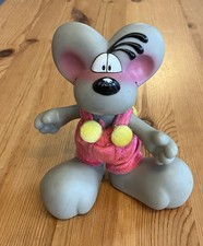 Diddl in Latzhose Hartplastik Figur grau 90er Jahre Sammlerstück beweglich