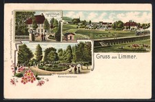 Lithographie Limmer / Hannover, Gasthaus Fr. Fischer, Gartenrestaurant Fr. Fisc 