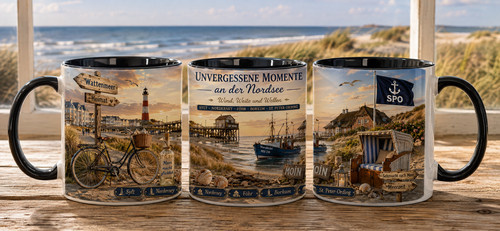 Nordsee souvenir tasse schwarz - nordsee,