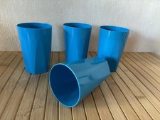 4 DDR Vintage Zahnputzbecher Plastebecher PVC VEB blau