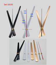 Funkuhrwerk DCF leise mit Zeiger-Set lang schwarz weiß gold Uhrzeiger lautlos