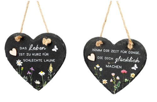 Schiefer herz hängend 15cm - schiefer-,