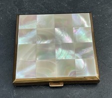 Vintage Perlmutt Schminkdose von AGME Switzerland (X 1353)