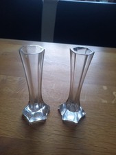 2 kleine Vasen, Glas, 6eckig