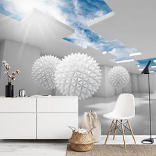 Fototapete 3D Abstrakt Wohnzimmer Schlafzimmer Weiss Blau Vlies Tapete 9182a