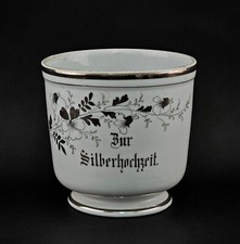 A-9240308 Porzellan Blumentopf Silberhochzeit Schlesien Um 1900