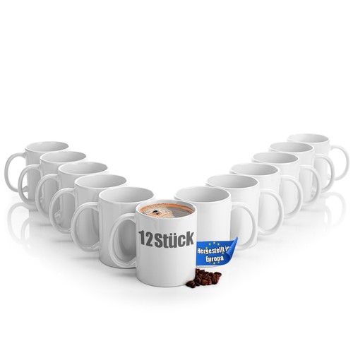 12x kaffeetassen weiß - weiß, 300ml