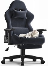 Gamer Stuhl Bürostuhl Gaming Chair Ergonomisch Stoff Massage Fußstütze 150kg