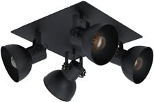 Eglo Decken Spot Lampe Leuchte BARNSTAPLE Holz Stahl Schwarz 45x45cm