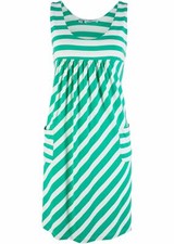 Jerseykleid mit Taschen Gr. 36/38 Karibikgrün Weiß Damen Mini Sommerkleid Neu*