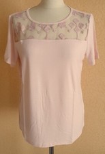 Stretch T-Shirt m. Spitzeneinsatz v. Ashley Brooke, Gr. 40, rose, Neu 442