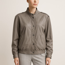 Ziegenleder Bomberjacke taupe Blouson Lederjacke vintage quiet luxury XXL