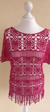Entzückend Hippie-Stil Fransen Strand Tunika Gr.36/38 bordeaux wNEU