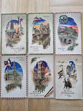 6 erhabene Patriotische Postkarten 1 WK  Brüssel,Namur,Lille,Laon,Lyck um 1915