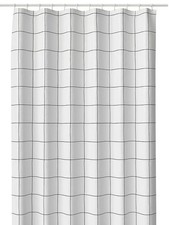 Ikea JÄMTSTARR Duschvorhang 180x200 weiss Karo dunkelgrau 006.099.22 NEU