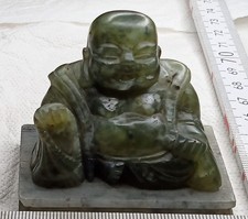 Happy Buddha, Jade? Durchscheinend Speckstein - Sockel? China
