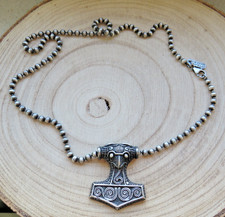 Thors Hammer Mjölnir Silber Anhänger + God loves Cowboys FBM 925 Silber Kette