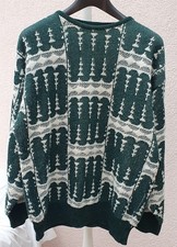 Herren Pullover Größe L, Wolle, grün-weiß, Vintage