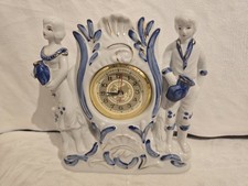 Porzellan Deko Uhr Quartz Tischuhr Pärchen blau Kaminuhr
