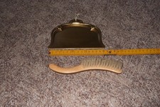 altes Tisch-Kehr-Set , Metall, Messing-Optik, DDR, Krümel-Kehrer